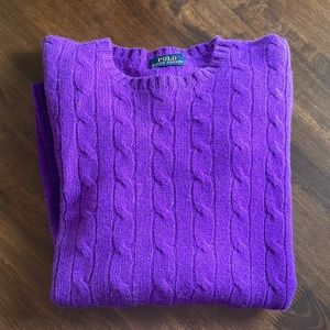POLO RALPH LAUREN Purple Cable Knit Cashmere Sweater SZ M Womens